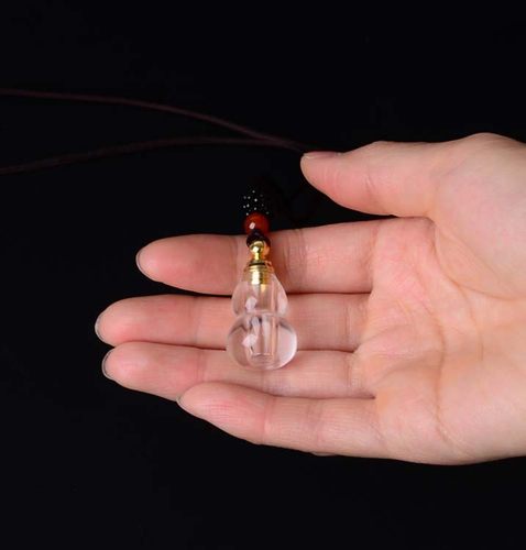 纯天然白水晶葫芦精油瓶 舍利瓶 可放胎毛朱砂空瓶吊坠 福禄进宝 - 图1