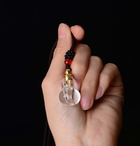 纯天然白水晶葫芦精油瓶 舍利瓶 可放胎毛朱砂空瓶吊坠 福禄进宝 - 图2
