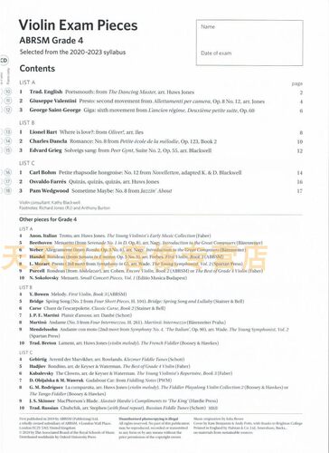 正版英皇考级 小提琴考级作品 第四级 2020-2023附CD带钢谱英文版 - 图0