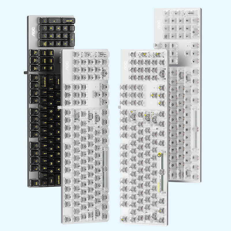AOC透明机械键盘有线青黑茶红轴台式笔记本电脑办公游戏电竞专用