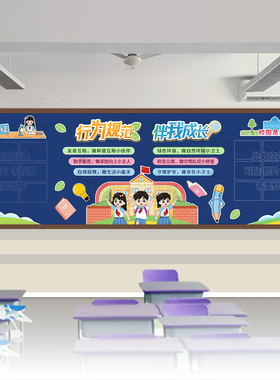 小学生守则黑板报设计印刷班级公约行为规范打印校园文化教室装饰