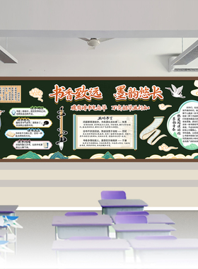 书香校园读书立志伴我成长阅读黑板报初中小学生教室班级装饰布置
