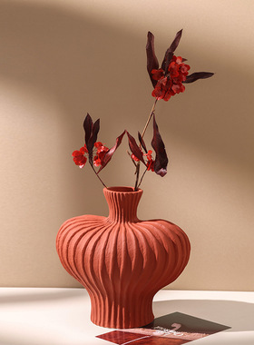 北欧简约侘寂风陶瓷花瓶摆件