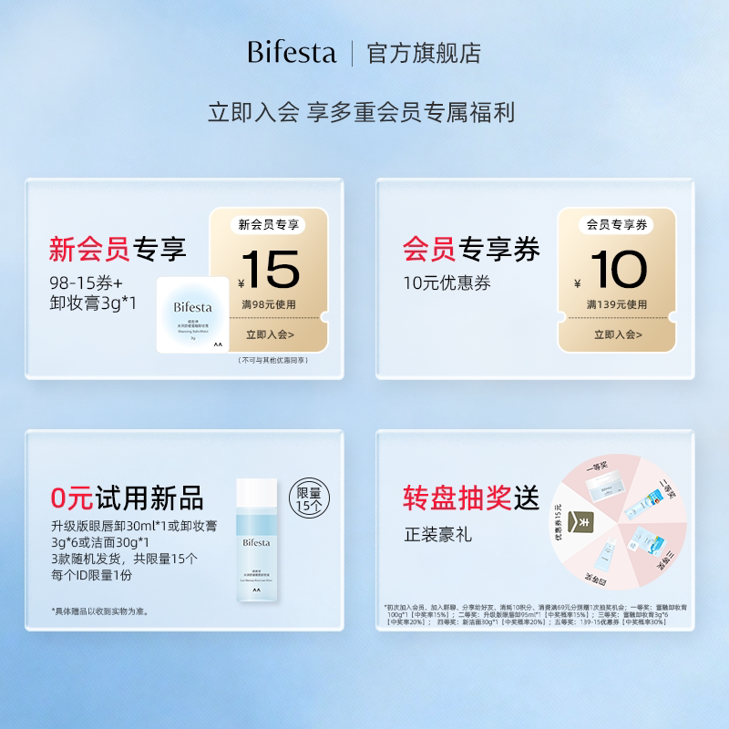 Bifesta缤若诗漫丹眼唇温和卸妆液卸妆水敏感肌145ml*4