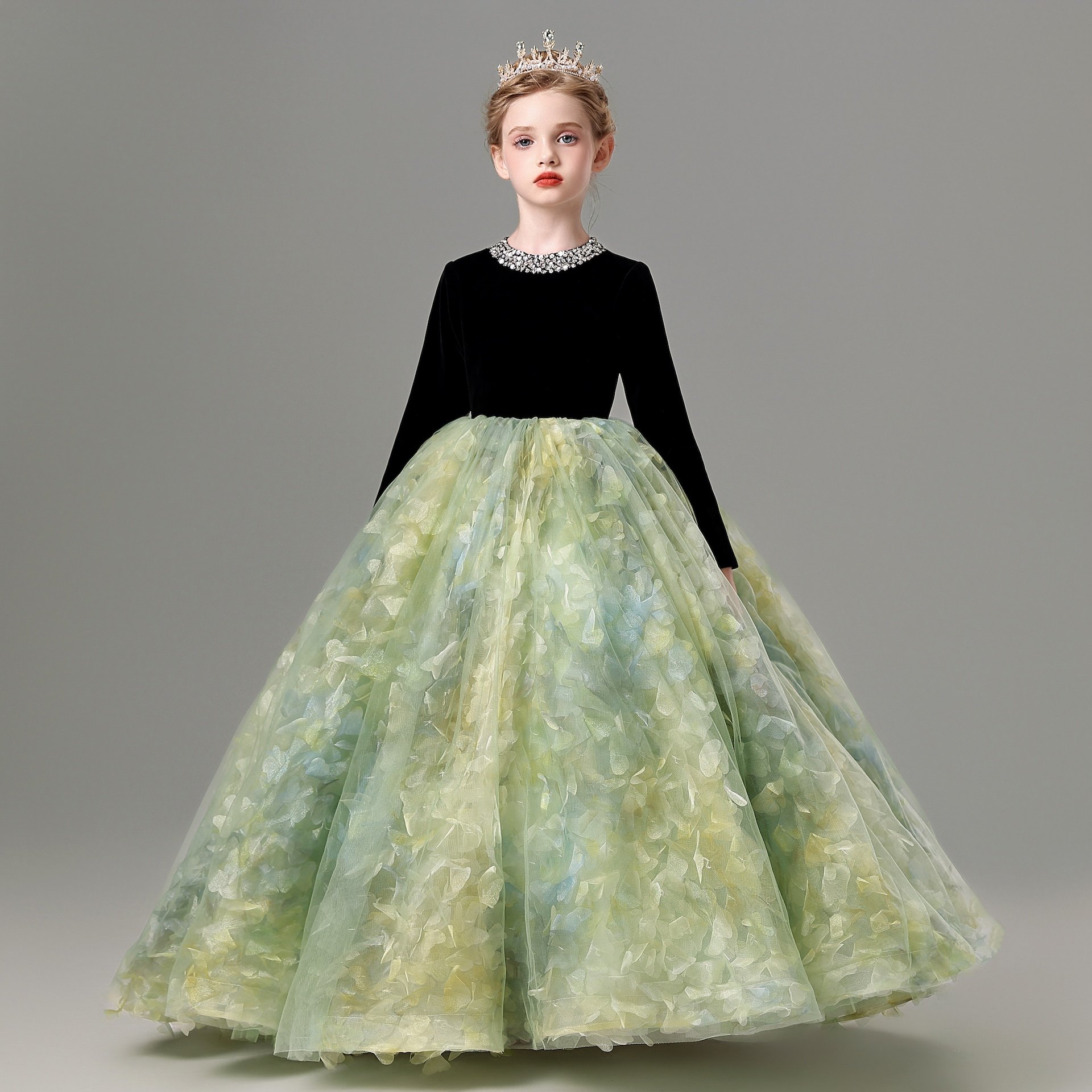 儿童礼服高端女童主持人运动会举牌钢琴演出服生日公主裙长袖秋冬,淘宝优惠券,粉丝福利购,淘宝优惠卷