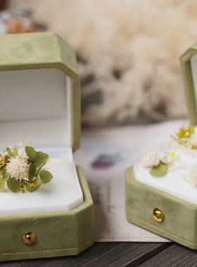 森系婚礼永生花戒指手作