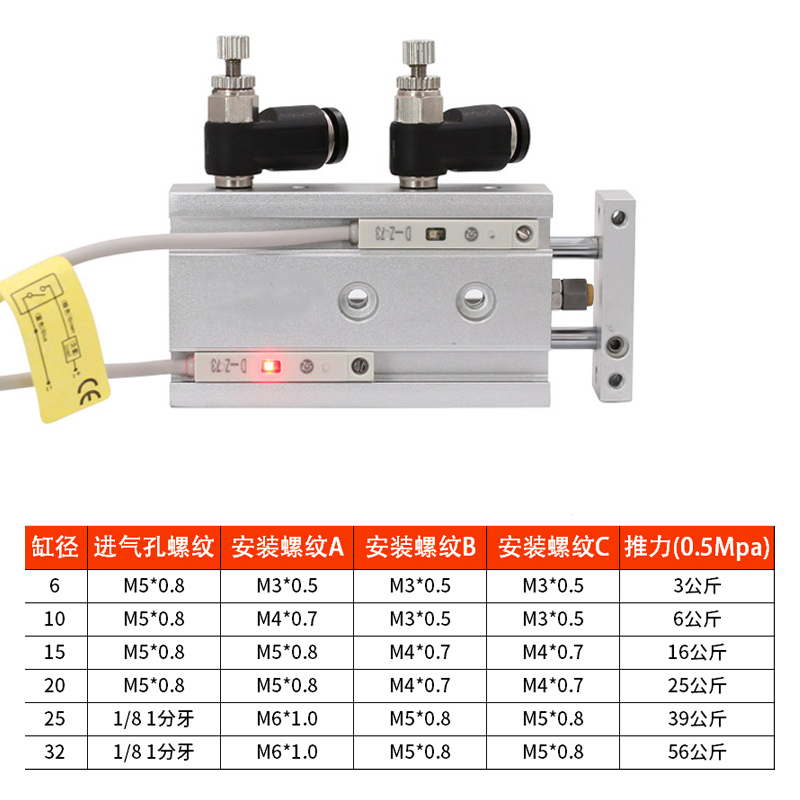 小型气动双杆双轴双缸气缸TR/CXSM6X10X15X20-10*20X25X30X50X75 - 图2