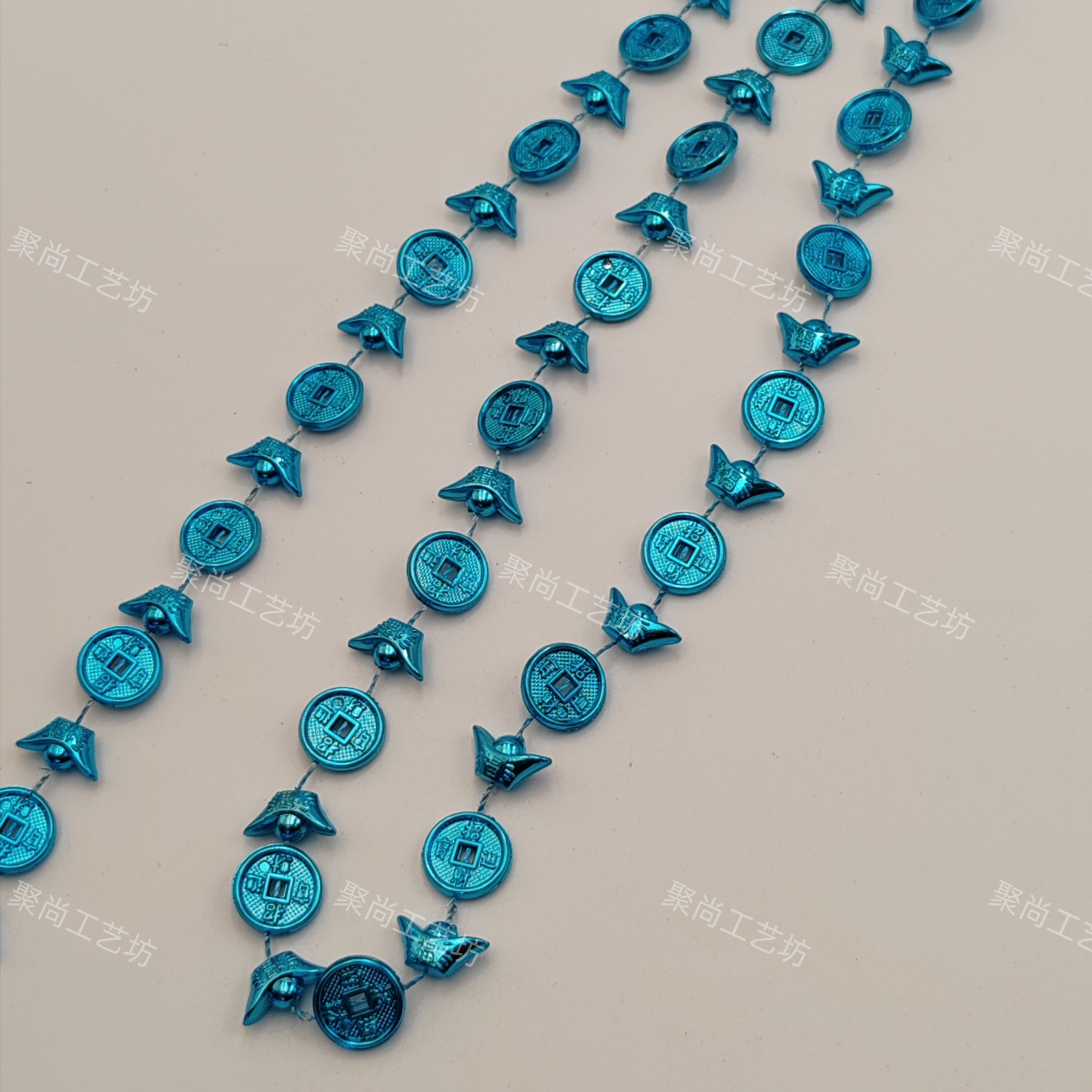 16mm元宝铜钱链 中秋工艺品高颜值节庆用品折塔装饰吊珠花边,淘宝优惠券,粉丝福利购,淘宝优惠卷