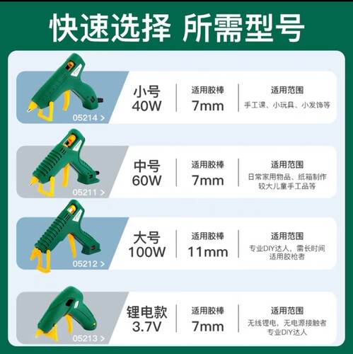 世达电热熔胶枪工业级大功率60-100w家用手工制作7-11mm热熔胶棒 - 图2