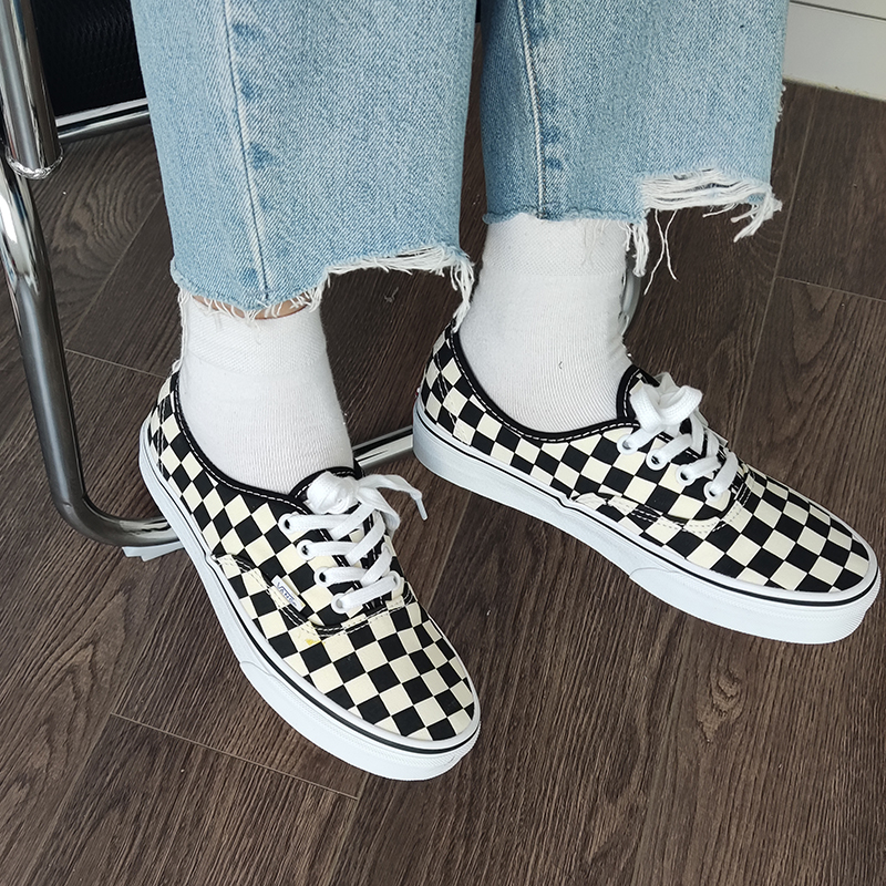 VANS Authentic黑白棋盘格AUT经典款男女帆布休闲板鞋VN000W4NDI0 - 图2