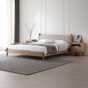 【清仓】联邦家具北欧白橡木软包床现代简约风小户型卧室纯实木床