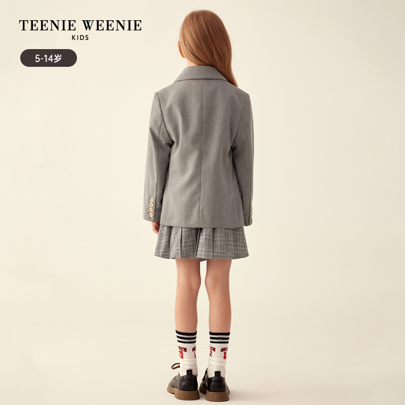 TeenieWeenie Kids小熊童装女童23年秋季英伦西装外套百褶裙套装