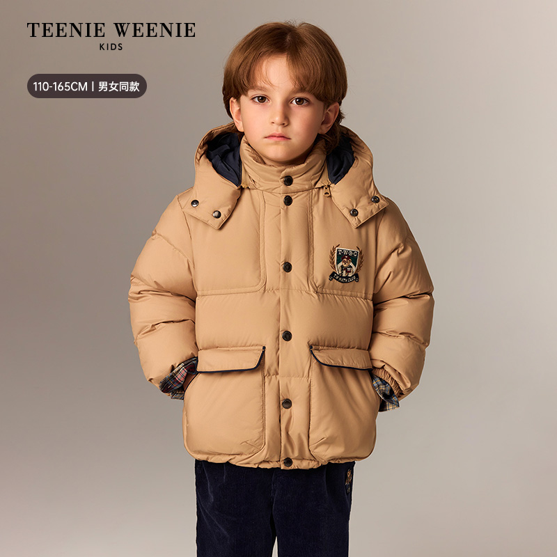 TeenieWeenie Kids小熊童装25年新款冬男女童连帽三防羽绒面包服 - 图0