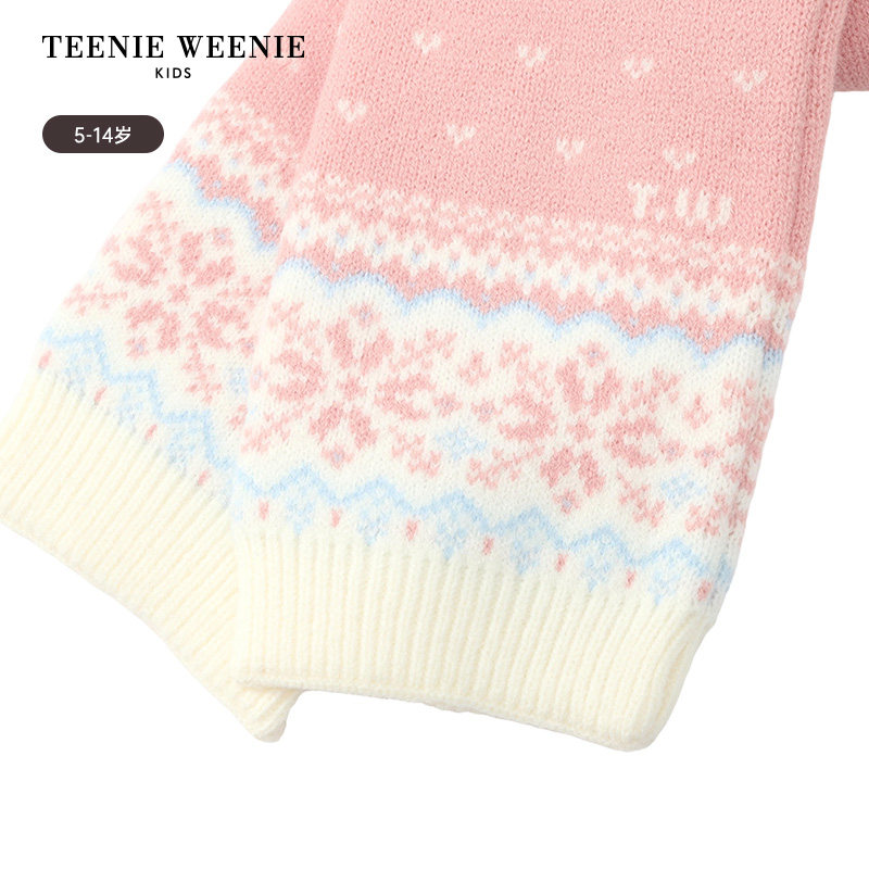 TeenieWeenie Kids小熊童装25年新款秋冬女童费尔岛提花针织围巾