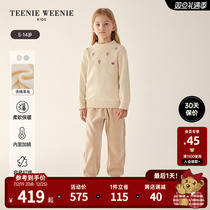 TeenieWeenie Kids Little Bear Childrens clothes 23 years Autumn Winter Girl Round Collar Lace Plus Suede Knit Sweaters