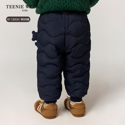 TeenieWeenie Kids小熊童装舒适冬季男女宝立体装饰绗缝羽绒裤 - 图2