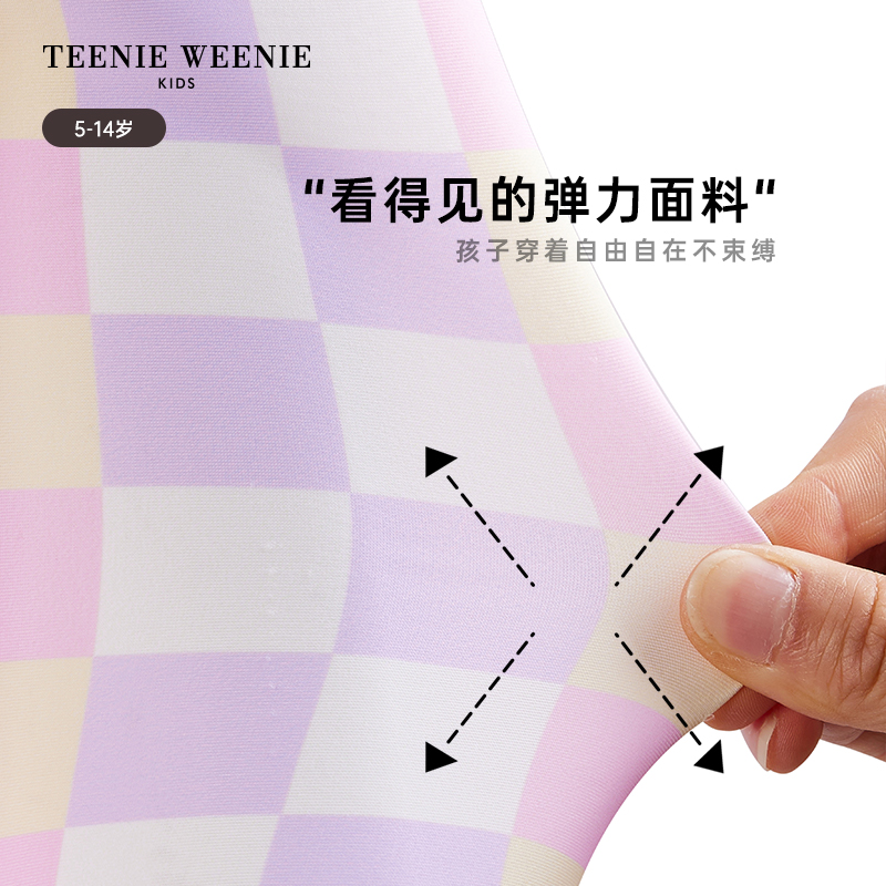 【UPF50+防晒】TeenieWeenie Kids小熊童装夏季女童分体泳衣套装 - 图2