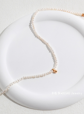 「禧饰」纯银土豆珍珠项链女气质巴洛克珍珠锁骨链