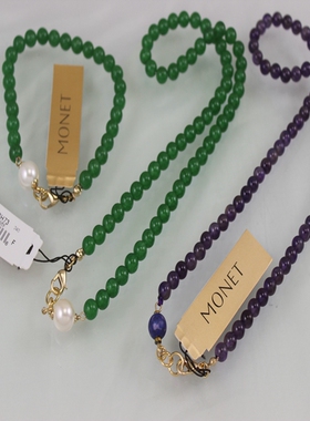 6mm祖母绿兔毛紫国风项链手链