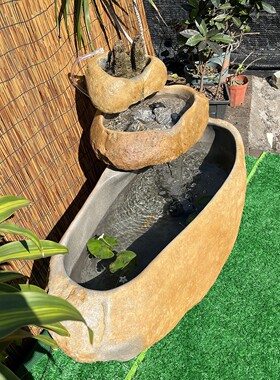 天然石鱼缸假山造景流水摆件户外