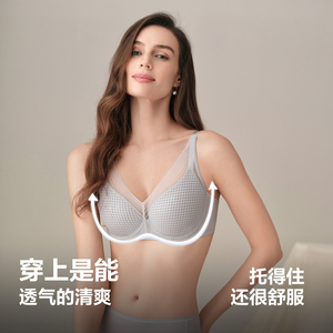 风巢杯安莉芳透气文胸女网纱无痕大胸显小软支撑小胸聚拢内衣