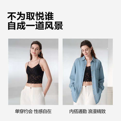 安莉芳夏季免穿文胸内搭吊带性感蕾丝舒适易干美背打底修身背心女 - 图2
