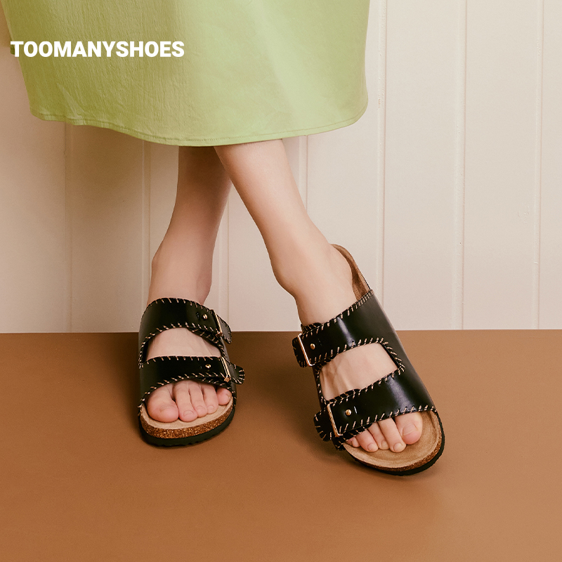 Toomanyshoes拖鞋2024夏季新款延长假期厚底沙滩鞋勃肯凉拖女外穿