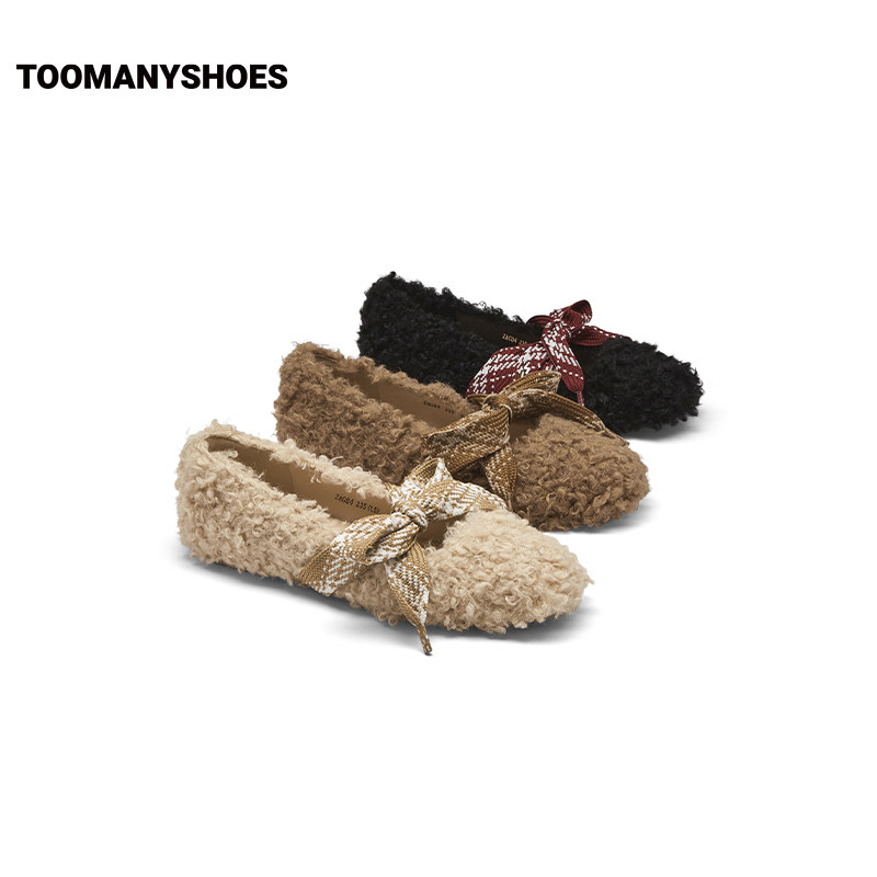 【曹颖直播间】Toomanyshoes毛毛鞋卷毛小羊一脚蹬豆豆鞋,淘宝优惠券,粉丝福利购,淘宝优惠卷