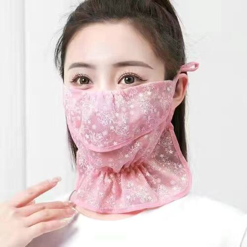 冰丝口罩女夏季防晒防紫外线轻薄款透气户外骑行开口防晒面罩遮脸 - 图3