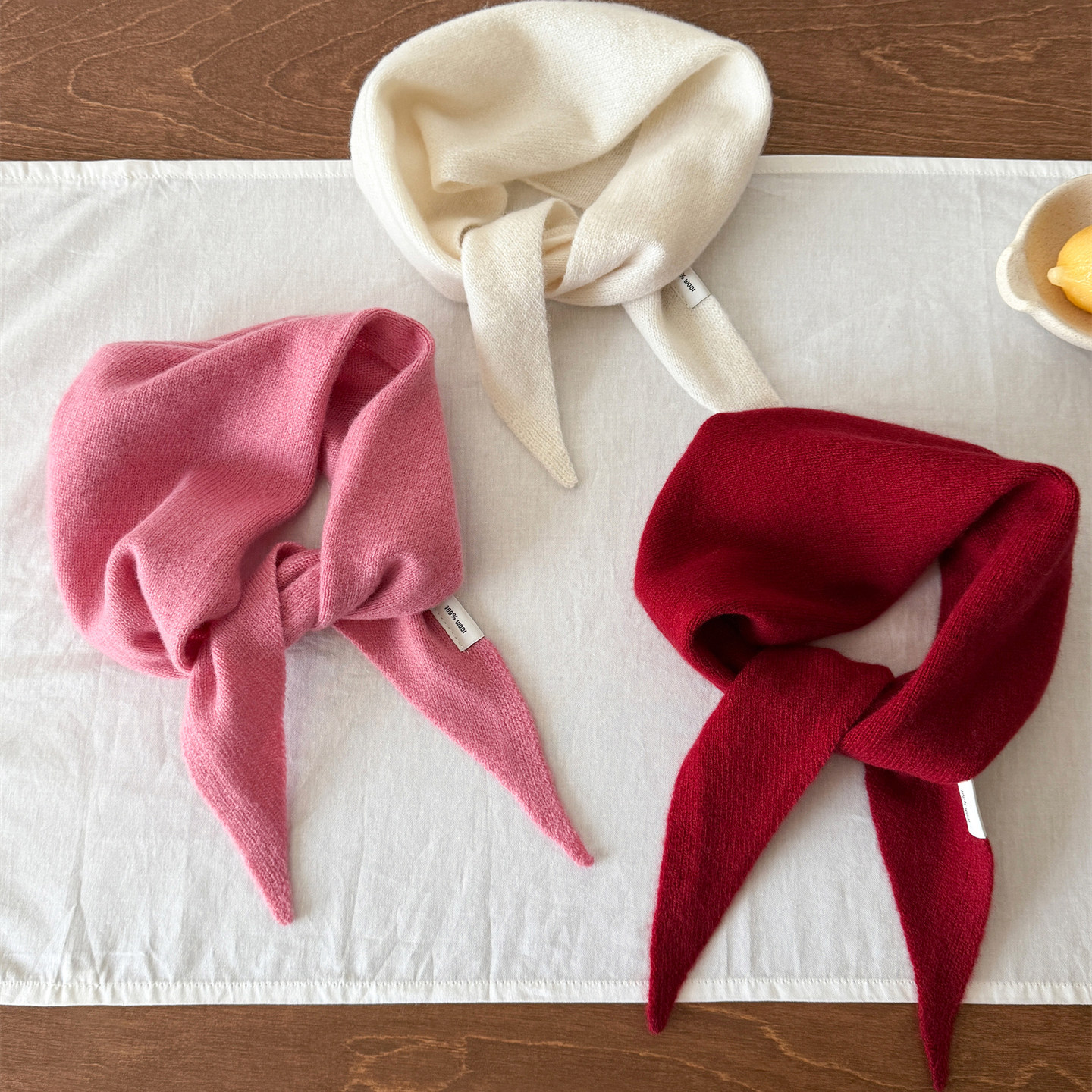 简约款纯羊毛三角巾小众针织头巾多功能保暖护颈小围巾女披肩围脖,淘宝优惠券,粉丝福利购,淘宝优惠卷