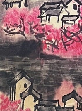 仿古玩收藏古董国画名家字画中堂画横幅客厅装饰画春雨江南图送礼