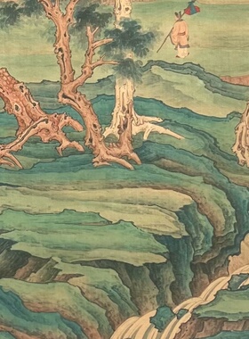仿古玩收藏古董国画名家字画中堂条幅横幅四条屏客厅装饰松下抱琴