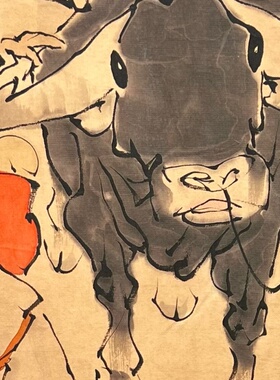 仿古玩收藏古董国画名家字画中堂画横幅四条屏客厅装饰画老子出关