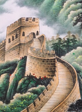 仿古玩收藏古董国画名家字画彩绘中堂画四条屏客厅装饰画雄风万里