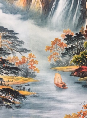 仿古玩收藏古董国画名家字画彩绘中堂画四条屏客厅装饰画万山红遍