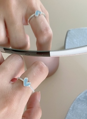 银色星星锆石爱心戒指2026年新款爆款小众设计感轻奢潮流指环配饰