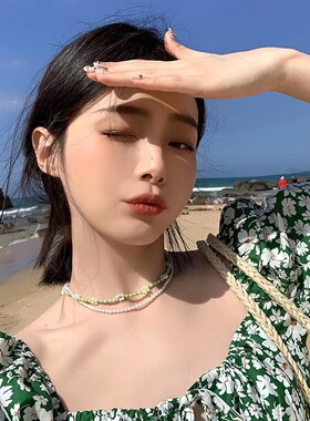 夏天花朵串珠项链高级设计感