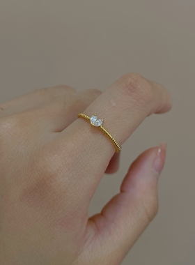 发芽轻奢小众爱心戒指韩国ins