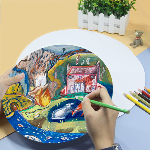 超白圆形彩铅绘画纸素描水彩儿童美术画画卡纸马克笔专用纸水粉纸 - 图2