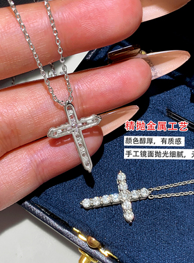 欧美巨好看十字架项链女小众轻奢