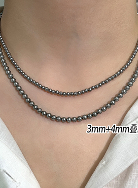 正品小众铂金灰色强光珍珠项链女