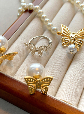 2025新款镂空蝴蝶珍珠项链女