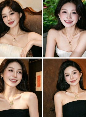 天然贝壳项链气质小众闪钻八芒星