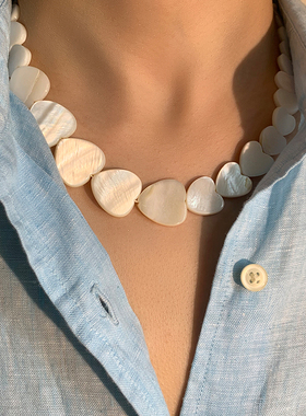 高级天然贝母圆片女度假风气质潮