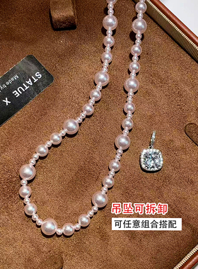 曼塔玫瑰施家粉珍珠项链女小众