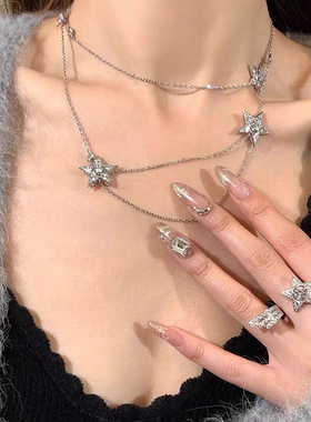 小香银色星星项链女多层叠戴链条