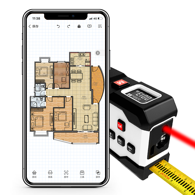 科创量房神器一键CAD图高精度红外线激光测距仪量房电子数显卷尺-图3