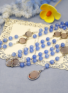 8mm蓝猫眼绿玛瑙7苦绳编意大利进口配件意卡米诺男女款送收纳包