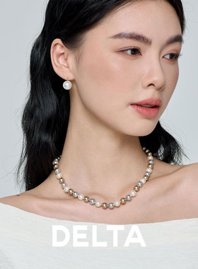 DELTA高跟鞋珍珠耳环高亮澳白