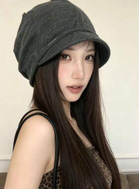 显脸小冷帽女秋冬韩版纯色简约短檐帽子早新款薄款透气堆堆1017e